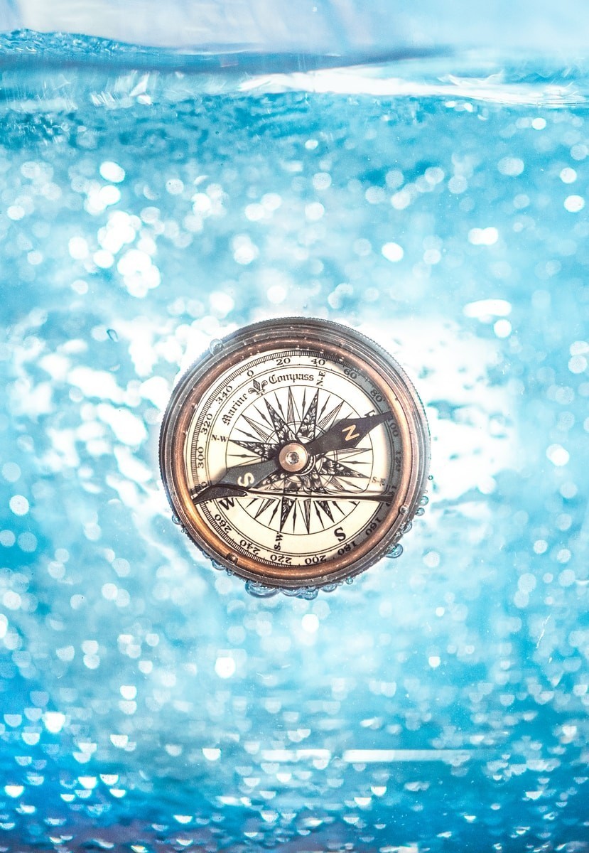 round gold-colored compass